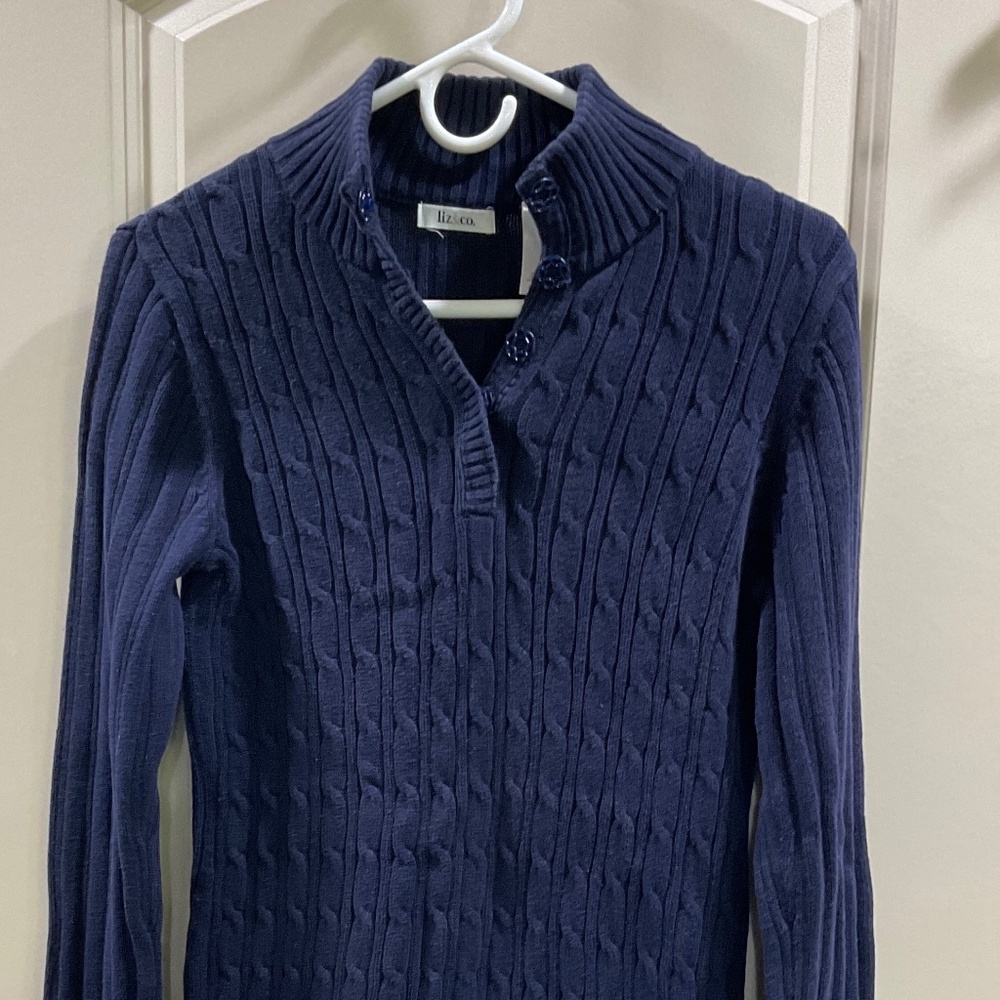 Cable Knit Sweater Liz & Co Juniors Size Medium Y2K